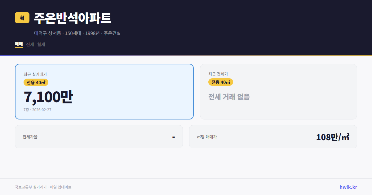 주은반석아파트 실거래가 시세